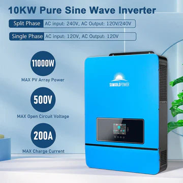 SungoldPower 10000W 48V Split Phase Pure Sine Wave Solar Inverter – UL1741 Certified