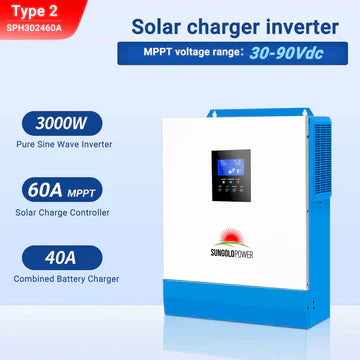 3000W 24V Solar Inverter Charger – SPH302480A or SPH302460A, Battery Optional, UL Listed