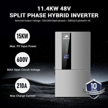 7.6KW / 11.4KW Hybrid Inverter 48V Split Phase SGN Series, UL1741, Solar + Battery Ready