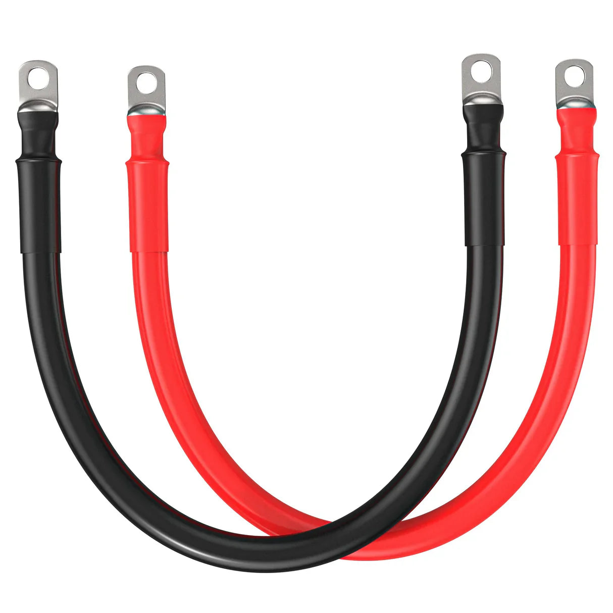 4/0 AWG Inverter Battery Cables – Red & Black Pure Copper Pair with 3/8" Lugs (1ft–6ft)