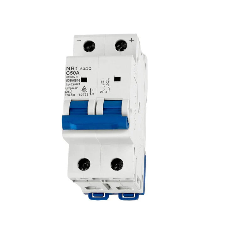 50A PV Breaker for Solar Systems, DIN Rail Mount, DC Overcurrent Protection