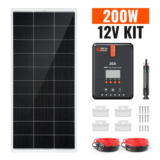 200 Watt Solar Kit – Off-Grid Charging with 20A MPPT Controller