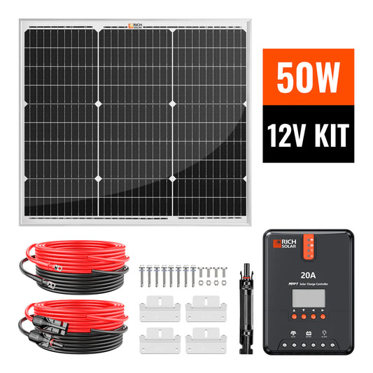 50-Watt Solar Kit – Compact Off-Grid Charging with 10A PWM Controller