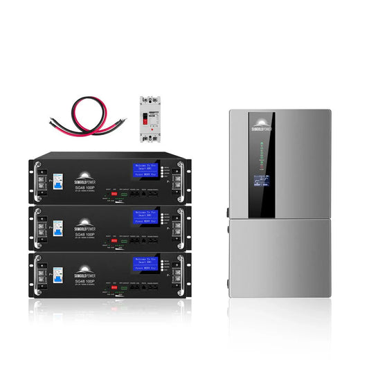 Hybrid Solar Kit 7.6KW 48V Split Phase 15.36KWH LiFePO4 Battery 12×500W Monocrystalline Panels Off-Grid & Backup Read