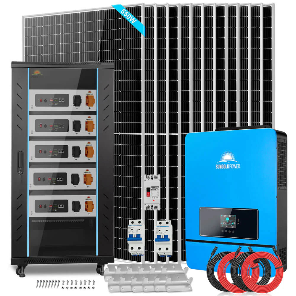 Off-Grid Solar Kit – 10kW 48VDC Split Phase, 25.6kWh LiFePO₄ Battery, 12 x 550W Panels (SGR-10K25S)
