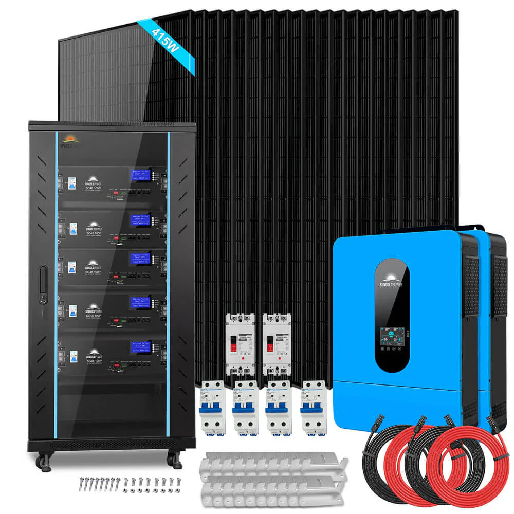 Off-Grid Solar Kit 13000W 48VDC 120V/240V with 20.48KWH LiFePO4 Battery and 14 × 415W Solar Panels – SungoldPower SGR-13KM