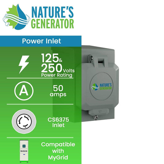 Nature’s Generator 50A Power Inlet Box – Outdoor Generator Interface for Transfer Switches