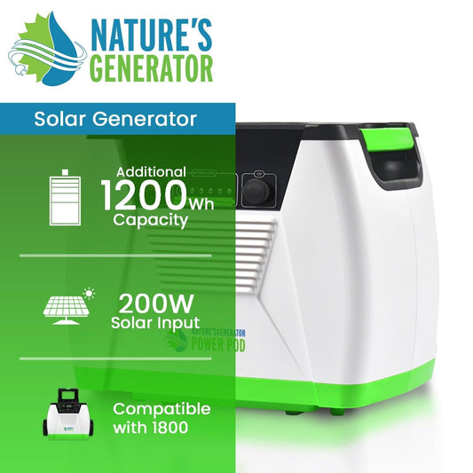 Nature's Generator Power Pod – 1200Wh Battery Expansion with Solar Input