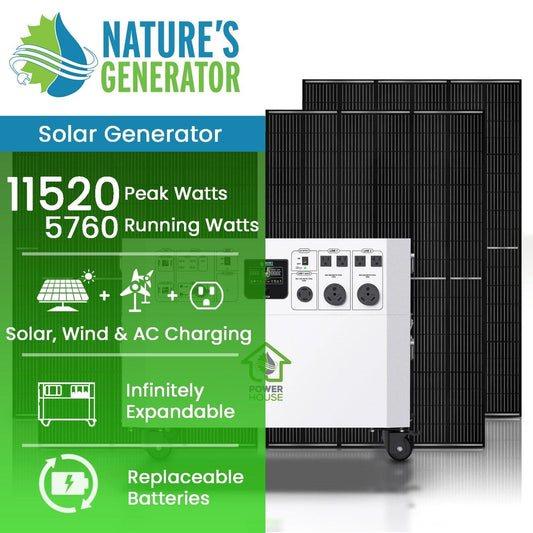 Nature’s Generator Powerhouse Gold Plus System – 7200W Solar Generator Kit with 4 Panels & Transfer Switch