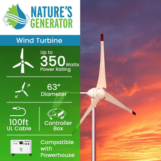 Nature’s Generator Powerhouse Wind Turbine – 24V Off-Grid Charging Solution with Mounting Kit