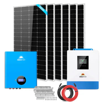 Off-Grid Solar Kit 5000W 48VDC 120V with 5.12KWH PowerWall Battery and 6 × 200W Solar Panels – SungoldPower SGM-5K5E
