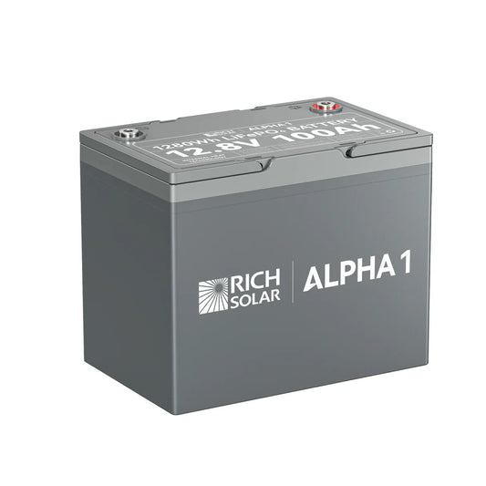 Rich Solar ALPHA 1 Series  12V 100Ah LiFePO4 Lithium Battery  LITE, PRO, Standard  Lightweight, Deep Cycle, Smart BMS  RV, Trailer, Van, Boat, Off-Grid