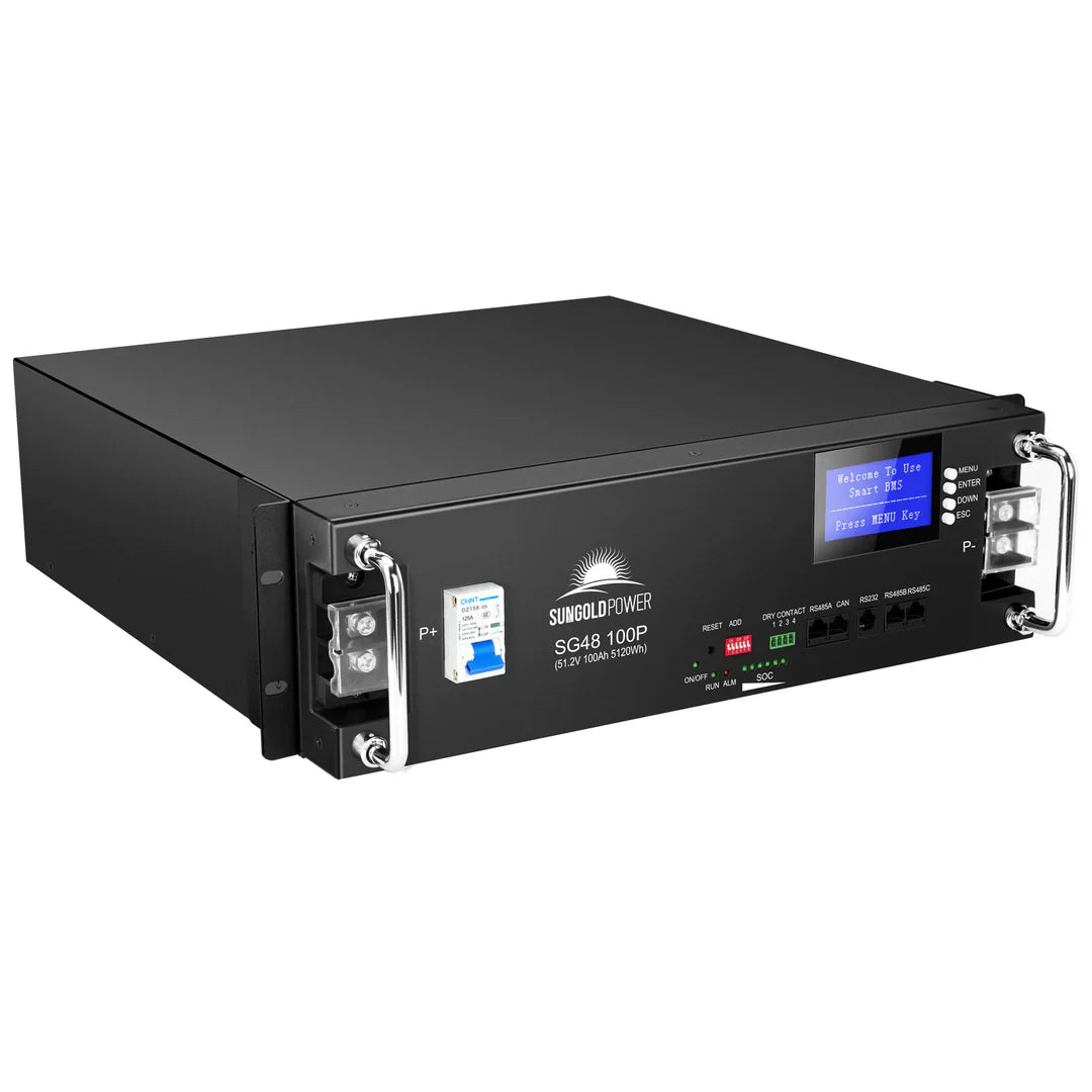 SungoldPower 48V 100AH Server Rack LiFePO4 Lithium Battery – Modular, RS485/RS232, 6000+ Cycles