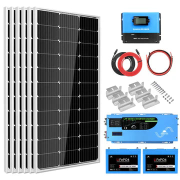 Off-Grid Solar Kit 3000W 12VDC 120V with LiFePO4 Battery and 2 × 300W Solar Panels – SungoldPower SGK-PRO3