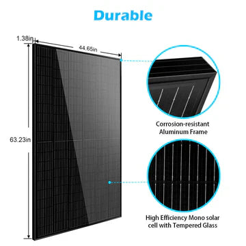 SungoldPower 370W Mono Black PERC Solar Panel – 2 to 20 Pack, 12V, UL 61730, High Efficiency, Sleek Design, Off-Grid Read