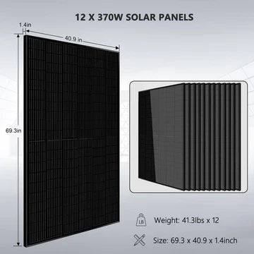Off-Grid Solar Kit 13000W 48VDC 120V/240V with 20.48KWH PowerWall Battery and 12 × 370W Solar Panels – SungoldPower SGM-1320M