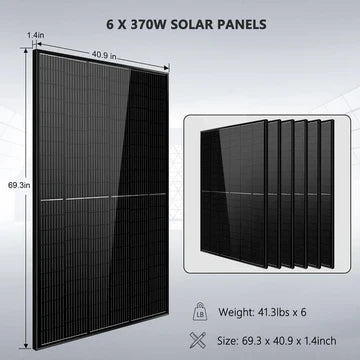 Off-Grid Solar Kit 6500W 48VDC 120/240V with 10.24KWH PowerWall Battery and 6 × 370W Solar Panels – SungoldPower SGM-6510M