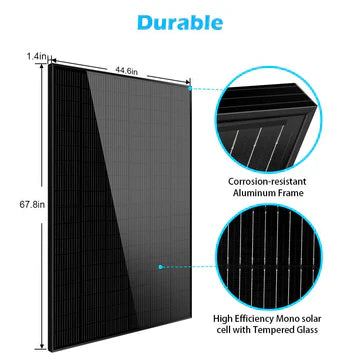 SungoldPower Mono Black PERC Solar Panel, UL 61730, 370W–500W