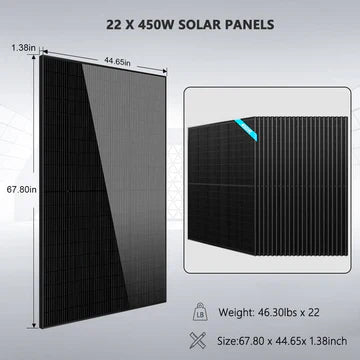 Off-Grid Solar Kit 10000W 48VDC 120V/240V with 20.48KWH LiFePO4 Battery and 12 × 450W Solar Panels – SungoldPower SGR-10K2M