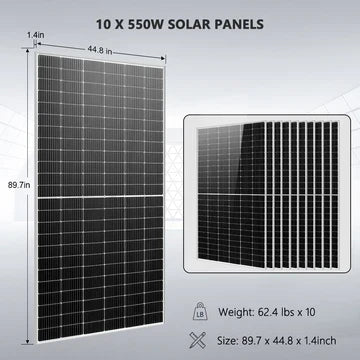 Off-Grid Solar Kit 10000W 48VDC 120V/240V with 20.48KWH PowerWall Battery and 10 × 550W Solar Panels – SungoldPower SGM-10K20