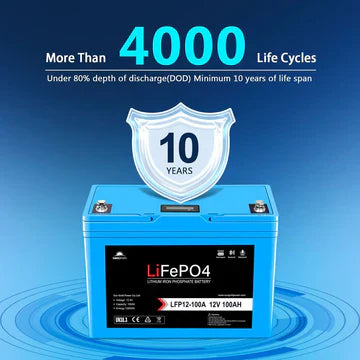 SungoldPower 12V 100AH LiFePO4 Deep Cycle Lithium Battery – Bluetooth, Self-Heating, IP65