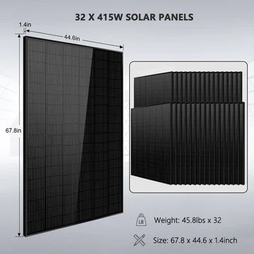 SungoldPower 16KW Off-Grid Solar Kit, 48VDC 120/240V Split Phase, 25.6KWh LiFePO4 Battery, 32×415W Panels, SGR-16K25E