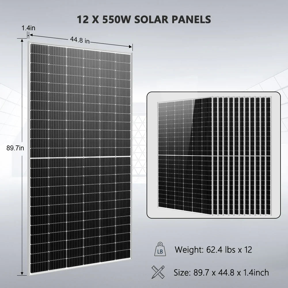 Off-Grid Solar Kit – 10kW 48VDC Split Phase, 25.6kWh LiFePO₄ Battery, 12 x 550W Panels (SGR-10K25S)