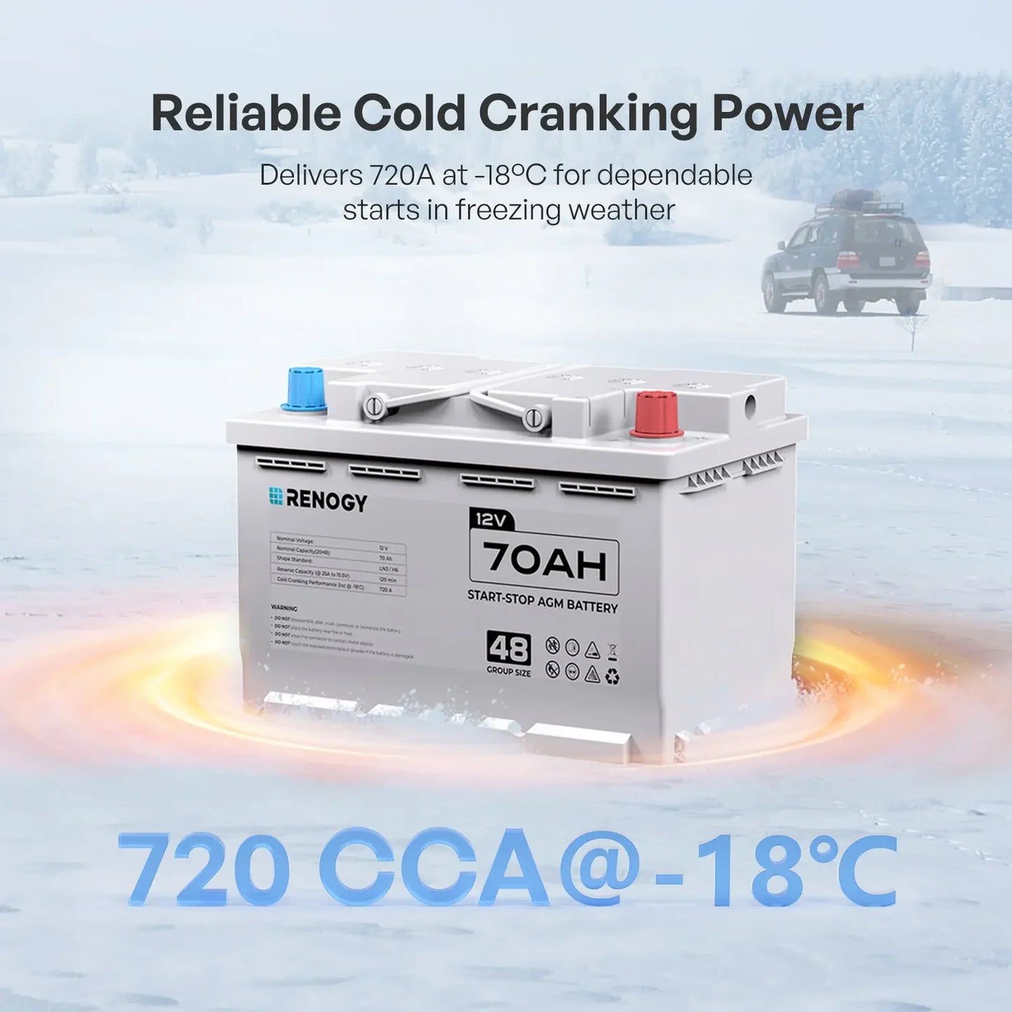 Renogy 12V 70AH Start-Stop AGM Battery