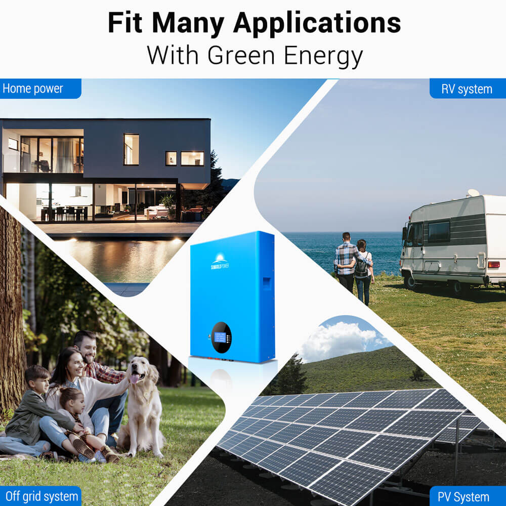 SungoldPower 5.12KWH Powerwall LiFePO4 Lithium Battery – 48V 100AH, Wall-Mount, UL1973