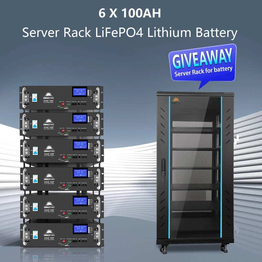 SungoldPower 20KW Off-Grid Solar Kit, 48VDC 120/240V Split Phase, 30.72KWh LiFePO4 Battery, 32×450W Panels, SGR-20K30E