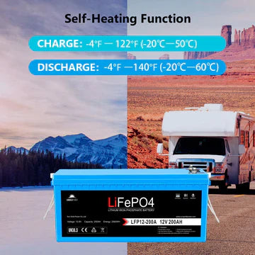 12V LiFePO4 Deep Cycle Battery – 100Ah / 200Ah  Bluetooth, Self-Heating, IP65  SungoldPower Lithium Battery for RV, Solar, Marine
