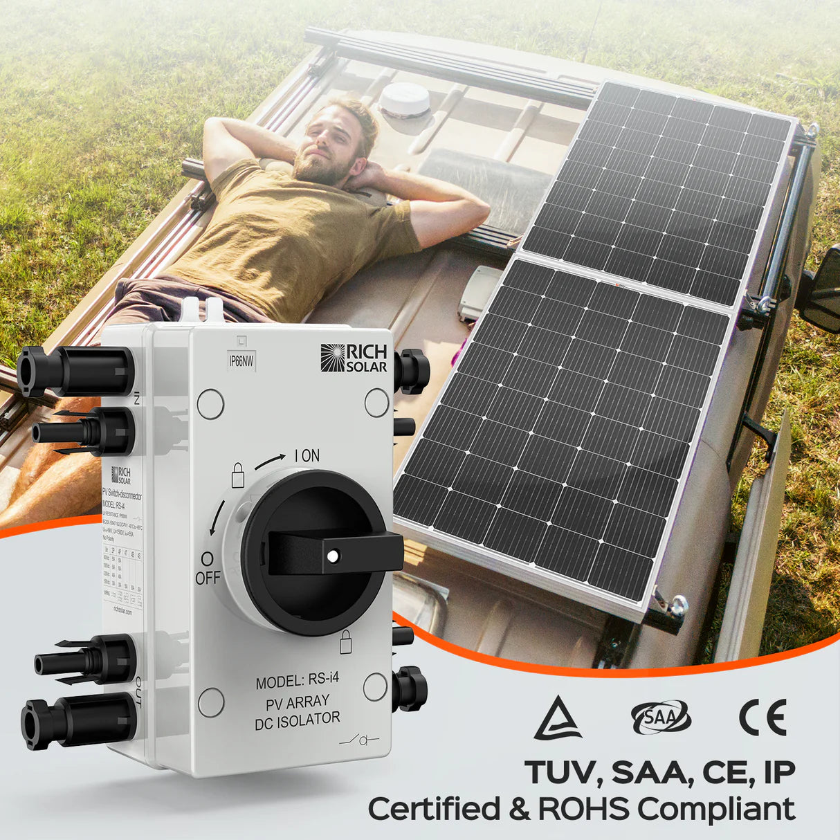 Solar PV DC Quick Disconnect Switch – 1500V 55A, 4 Pole, 2 Strings,