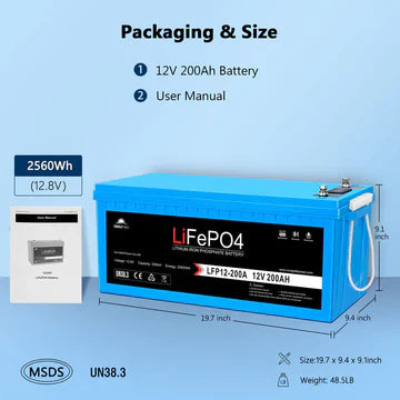 12V LiFePO4 Deep Cycle Battery – 100Ah / 200Ah  Bluetooth, Self-Heating, IP65  SungoldPower Lithium Battery for RV, Solar, Marine