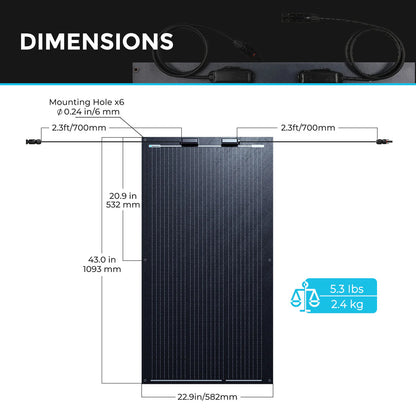 Renogy Flexible Black Division Solar Panel – 100W 12V Monocrystalline
