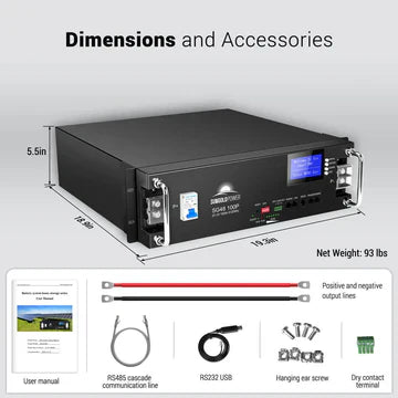 SungoldPower 48V 100AH Server Rack LiFePO4 Lithium Battery – Modular, RS485/RS232, 6000+ Cycles