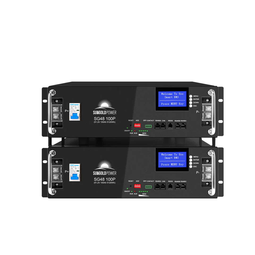 SungoldPower 48V 100AH Server Rack LiFePO4 Lithium Battery – Modular, RS485/RS232, 6000+ Cycles