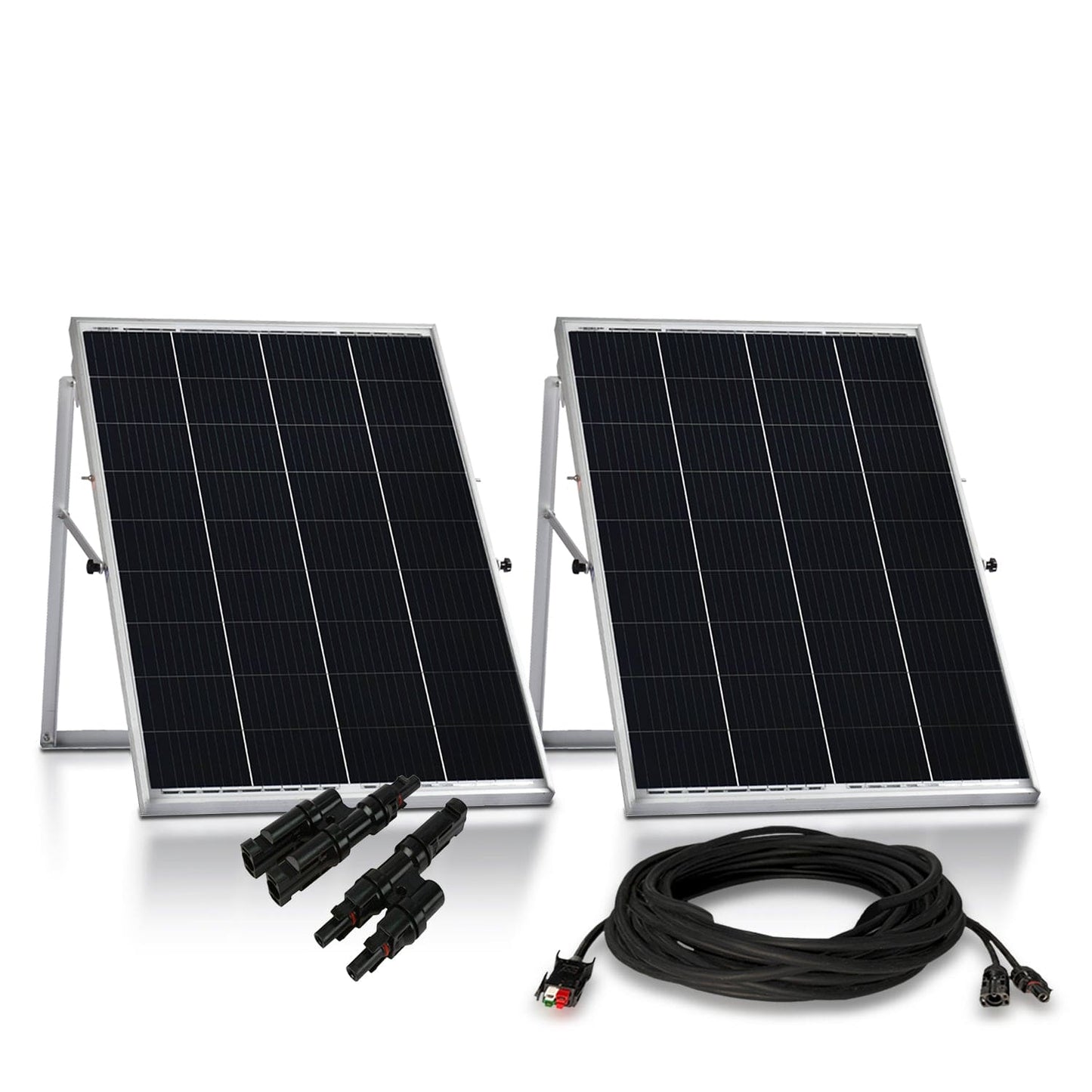 Nature’s Generator Power Panel – 2x 100W Solar Panel Kit with Wheeled Frames & 50-Foot Cables