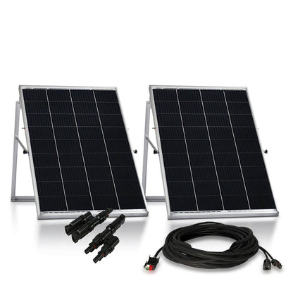 Nature’s Generator Power Panel – 2x 100W Solar Panel Kit with Wheeled Frames & 50-Foot Cables
