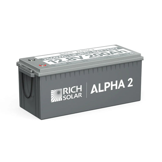 Rich Solar ALPHA 2 Series  12V 200Ah LiFePO4 Lithium Battery  LITE, PRO, Standard  Deep Cycle, Smart BMS, Bluetooth  RV, Boat, Cabin, Off-Gri