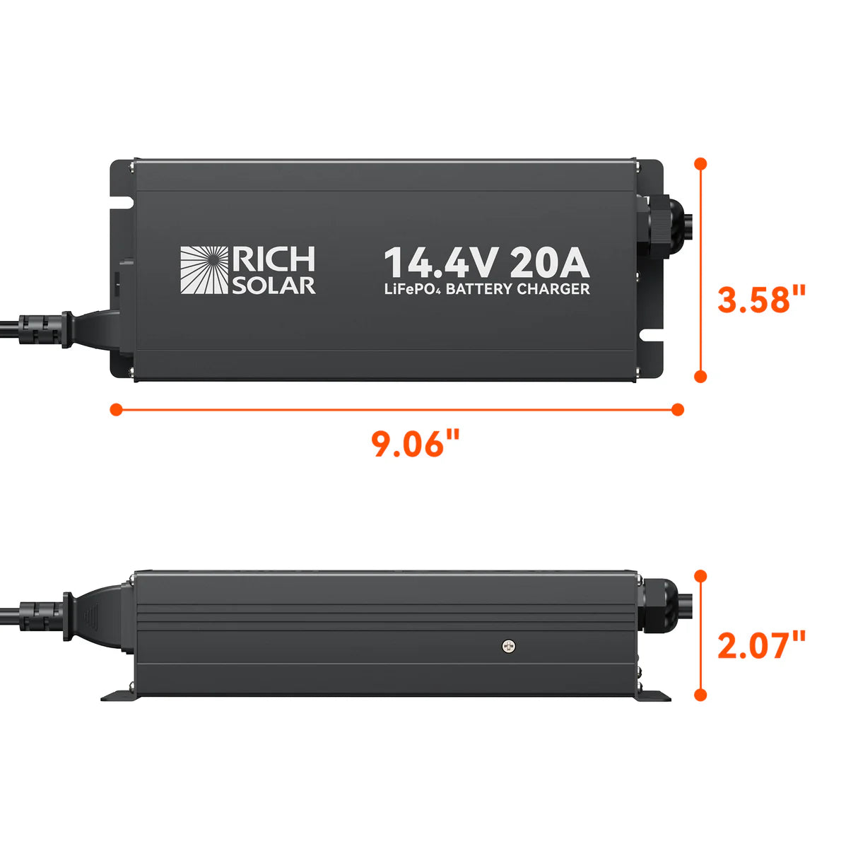 Rich Solar 12V (14.4V) 20A LiFePO4 Battery Charger 100–240VAC Smart Protection