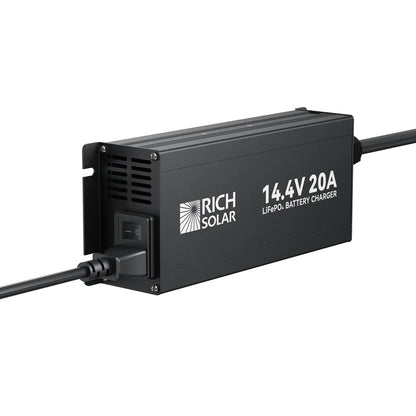 Rich Solar 12V (14.4V) 20A LiFePO4 Battery Charger 100–240VAC Smart Protection
