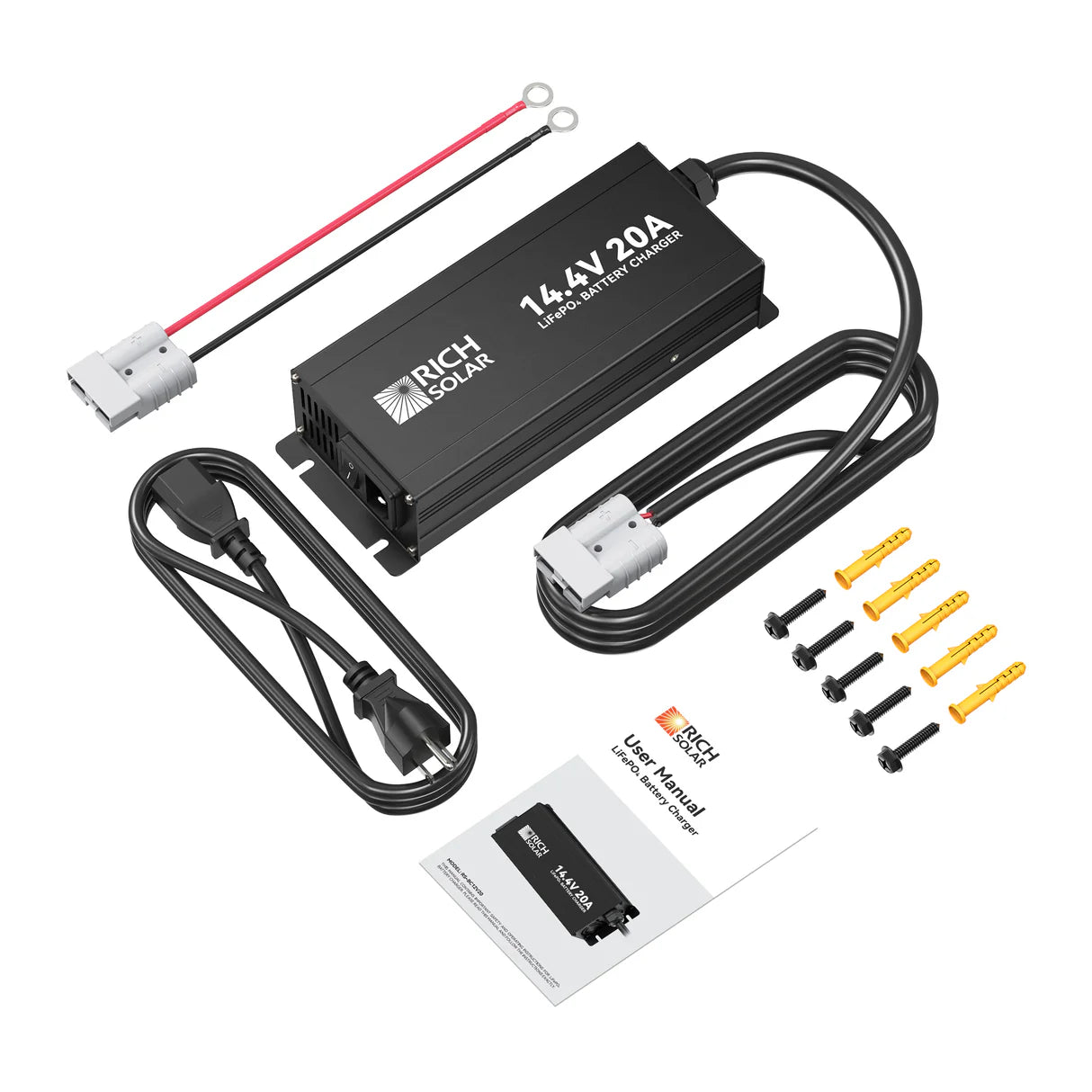 Rich Solar 12V (14.4V) 20A LiFePO4 Battery Charger 100–240VAC Smart Protection