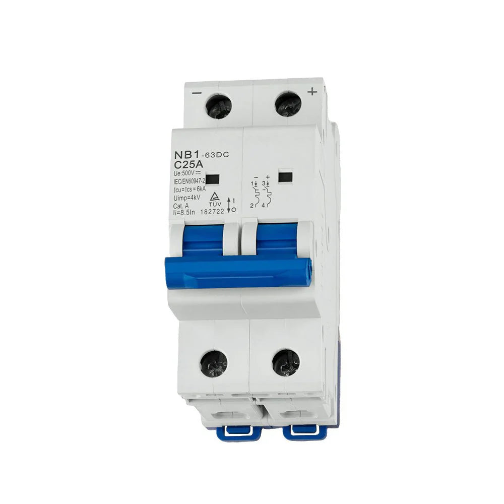 25A PV Breaker for Solar Systems, DIN Rail Mount, Overcurrent Protection
