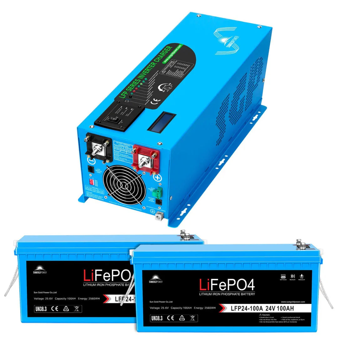 SungoldPower 3000W 24V Pure Sine Wave Low Frequency Inverter – Single Phase, 120V Input/Output