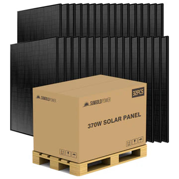 370W Mono Black PERC Solar Panel – Full Pallet (32 Panels), UL 61730, IP68 Rated