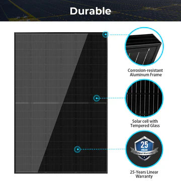 500W Mono Black PERC Solar Panel – UL 61730, CEC Listed, IP68 Rated