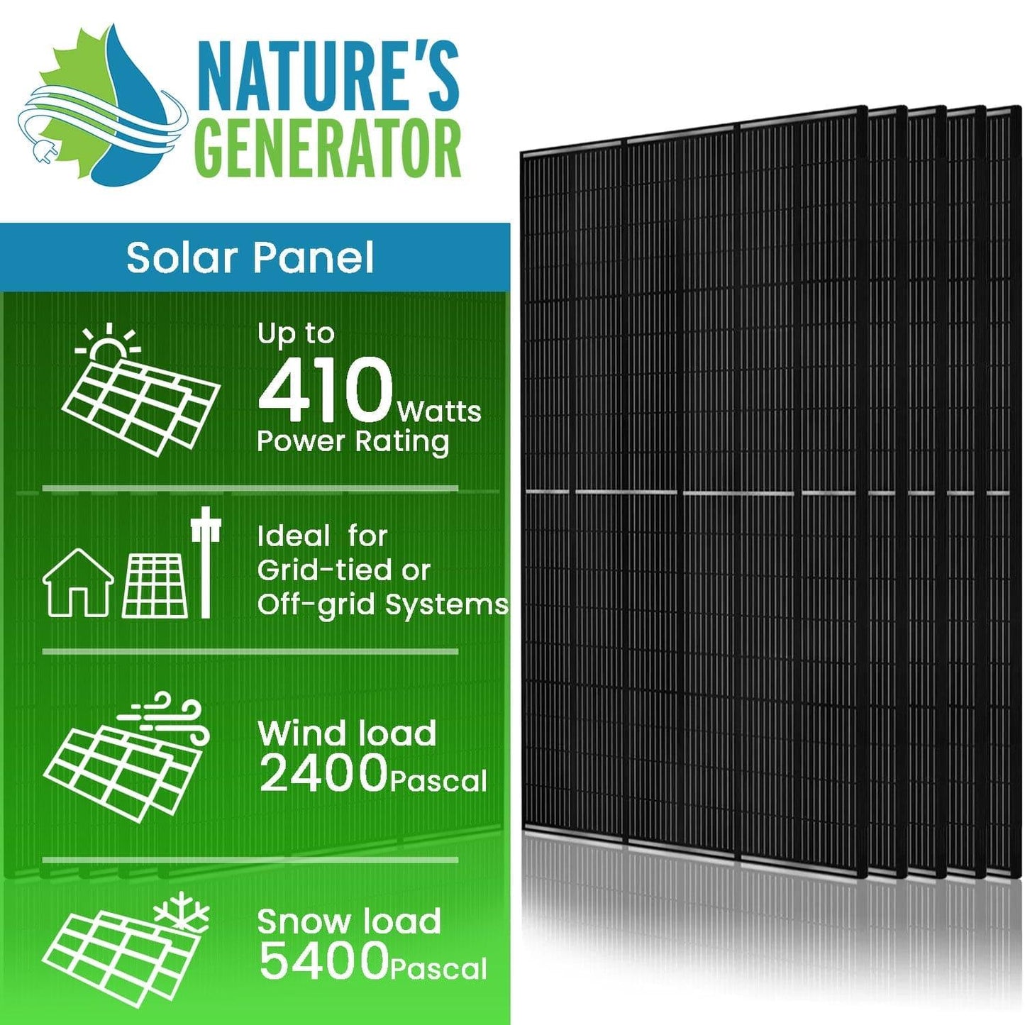 410 Watt Monocrystalline Solar Panel (10 Pack) – High-Efficiency Off-Grid Powe