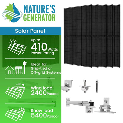 410 Watt Monocrystalline Solar Panel (10 Pack) with Roof Mount Rack