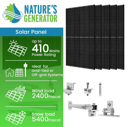 410 Watt Monocrystalline Solar Panel (10 Pack) with Roof Mount Rack