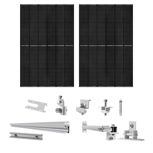 Nature’s Generator 2x 410W Solar Panel Kit – Monocrystalline Panels with Roof-Specific Mount Rack (Concrete, Metal, Shingles, Tile